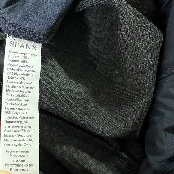 Spanx Womens Ponte Wide Leg High Rise Perfect Pants Size‎ XL Navy Gray Pinstripe - Picture 7 of 8